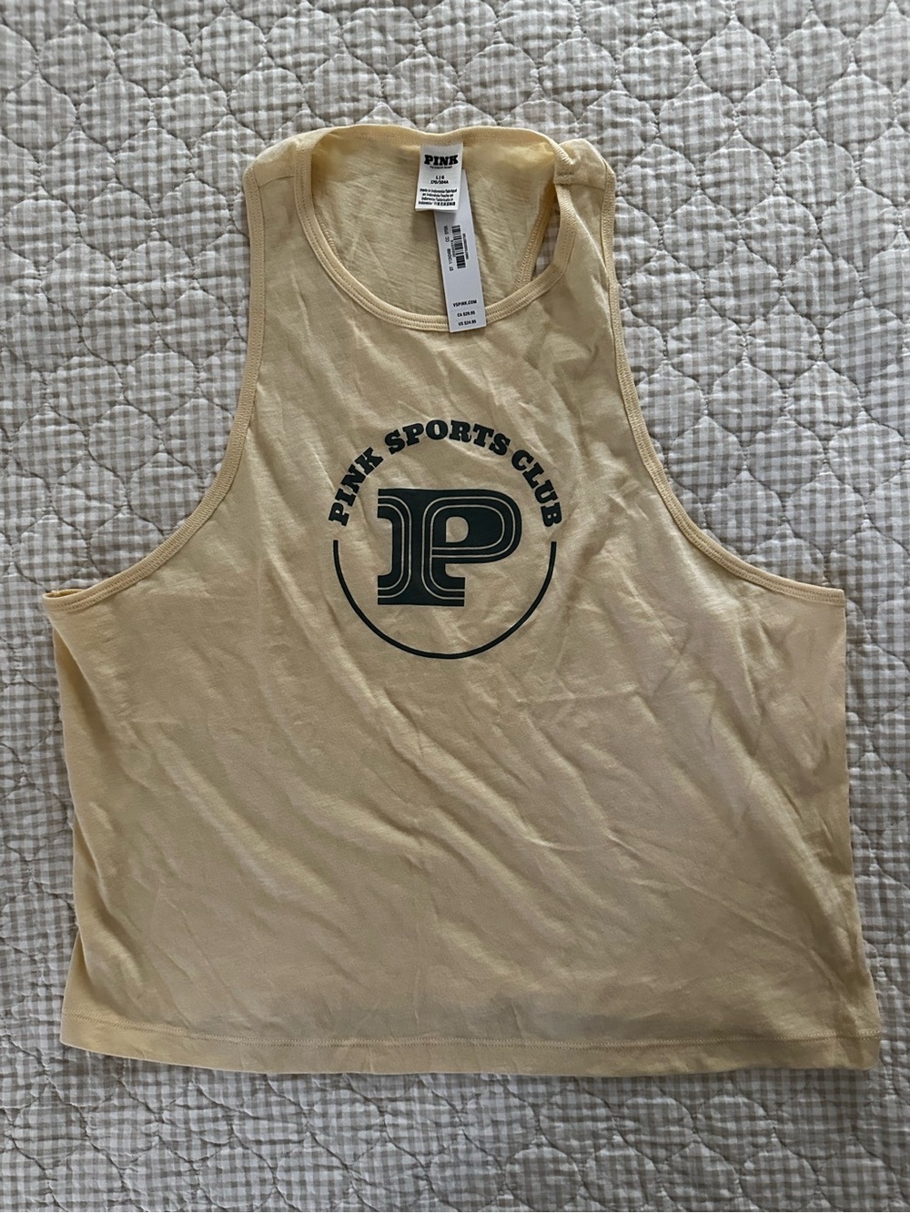 PINK Victoria's Secret Pale Yellow 'PINK Sports Club' Graphic Tank